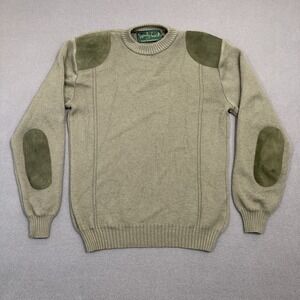 Woolyback Wool Suede Heavy Knit Sweater Mens Medium Pure New Wool Elbow Patch